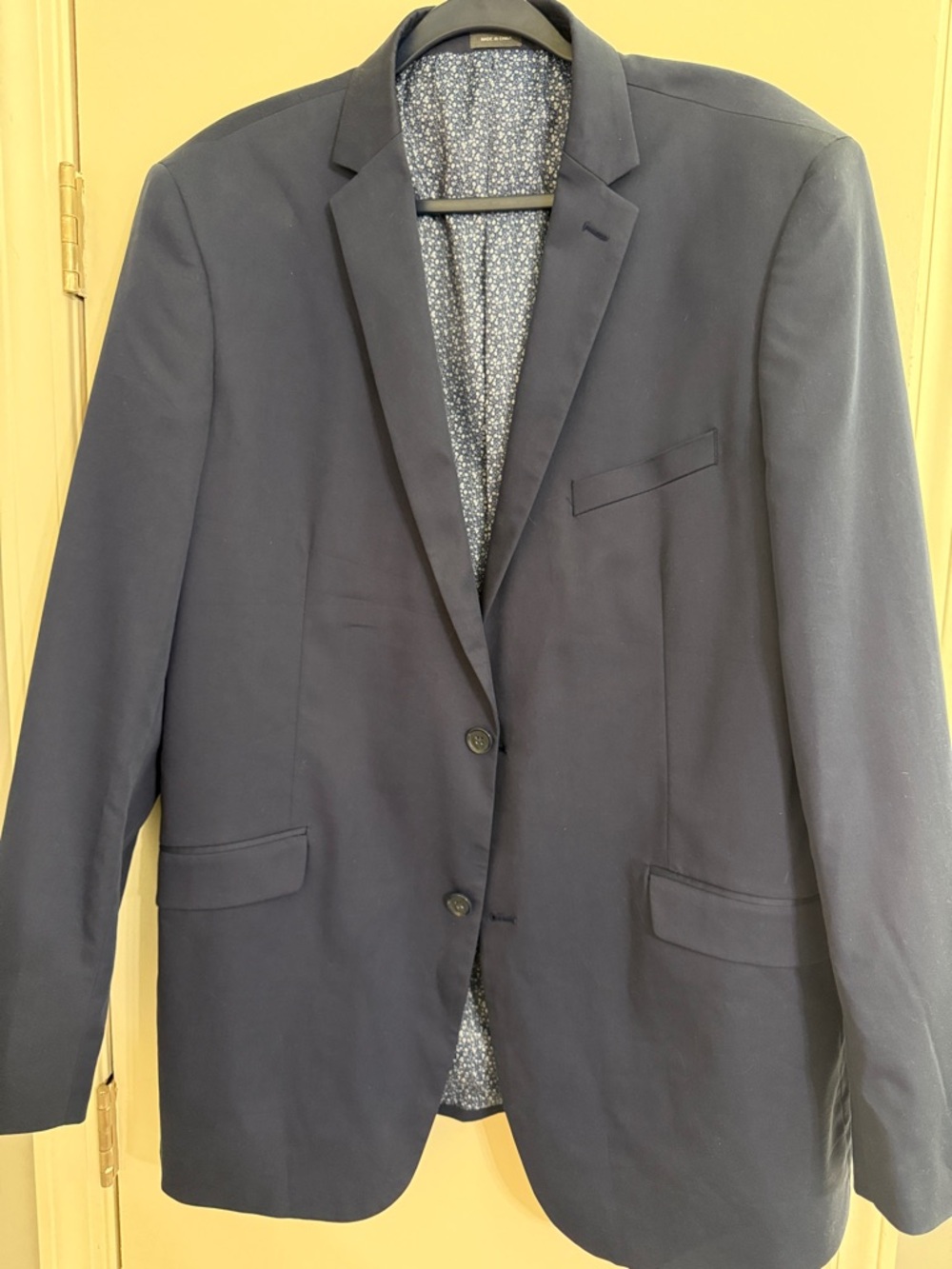 Madison Navy Two-Button Sport Coat with Floral Lining